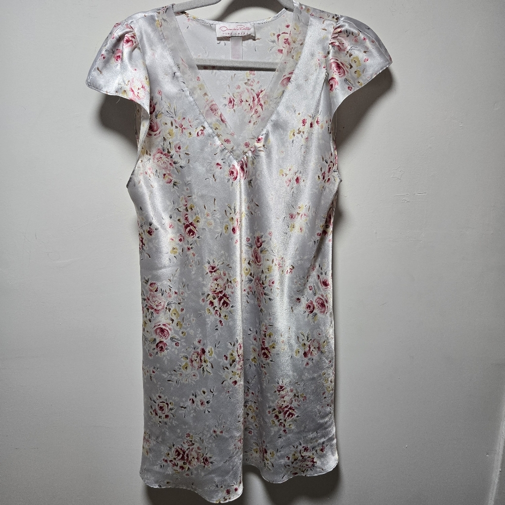 Vintage Oscar de la Renta Pink Label Floral Nightgown Size Medium Sleepwear PJs